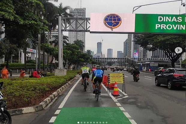 Lajur Sepeda Diresmikan Kawasan Sudirman